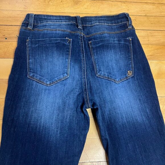 Indigo Rein, Dark Blue Wash Jeans Shark Bite Raw Cut Ankle Junior Women’s 9 - Picture 11 of 12